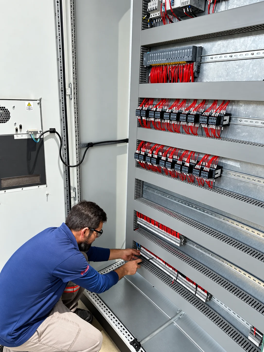 Montagem e ligação dos componentes de um painel elétrico industrial